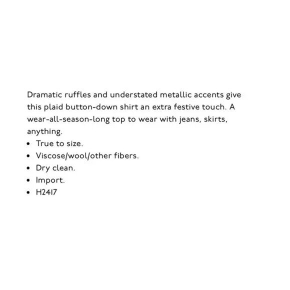 Madewell Purple Windowpane Plaid Ruffle Long Sleeve Top Medium - Picture 6 of 13